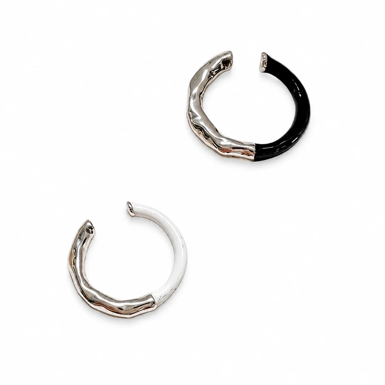 Asymmetric Twisted Enamel Open 925 Sterling Silver Ring