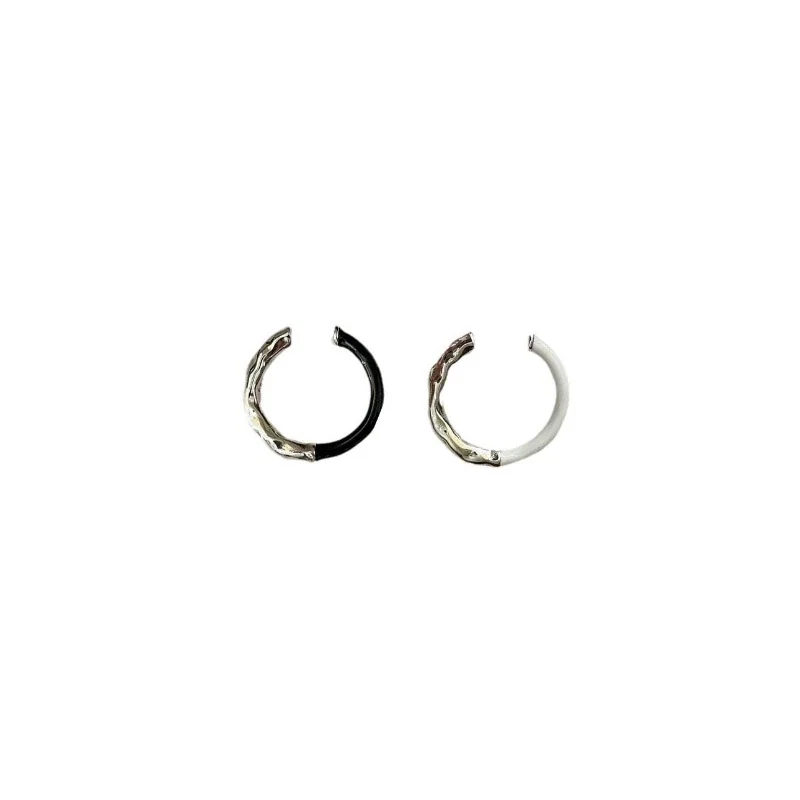 Asymmetric Twisted Enamel Open 925 Sterling Silver Ring