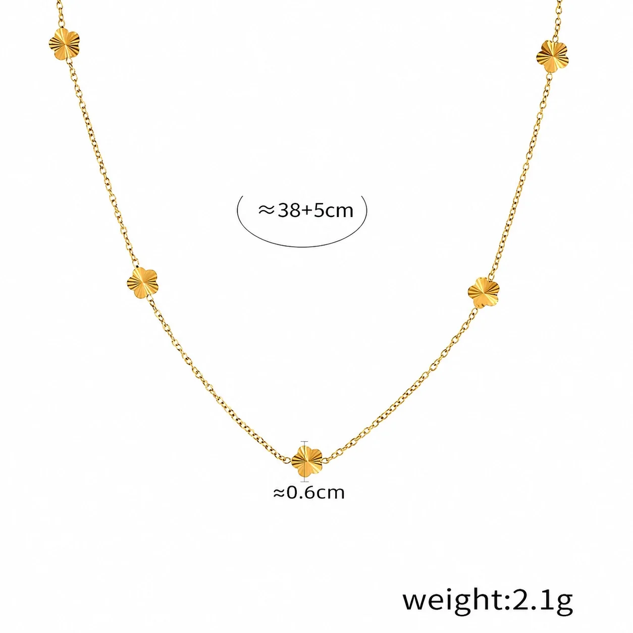 Delicate Gold PVD Pavé Bow Stainless Steel Chain Bracelet - Gold Flower