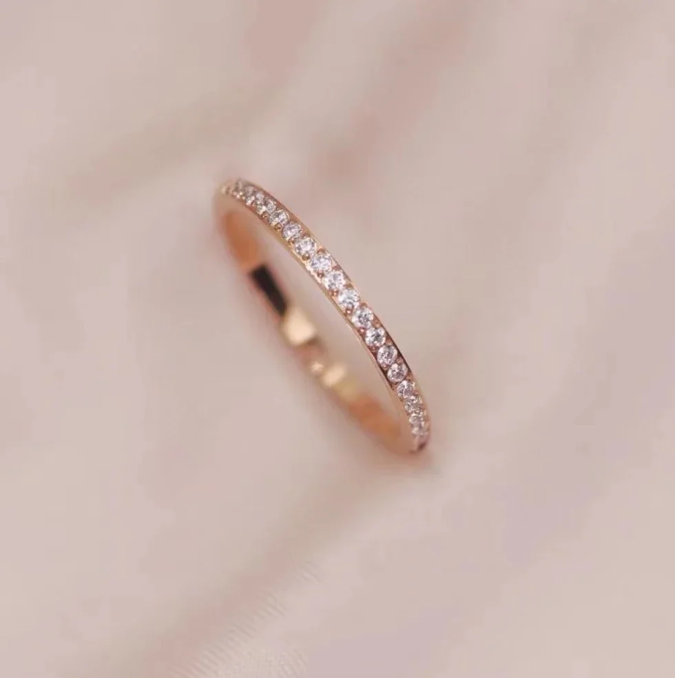 Delicate Stainless Steel Half-Eternity Clear Stone Ring