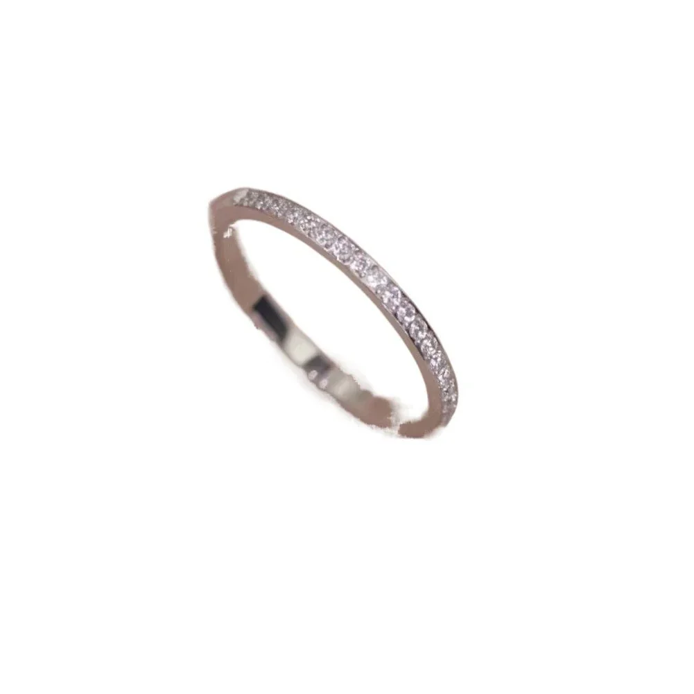 Delicate Stainless Steel Half-Eternity Clear Stone Ring