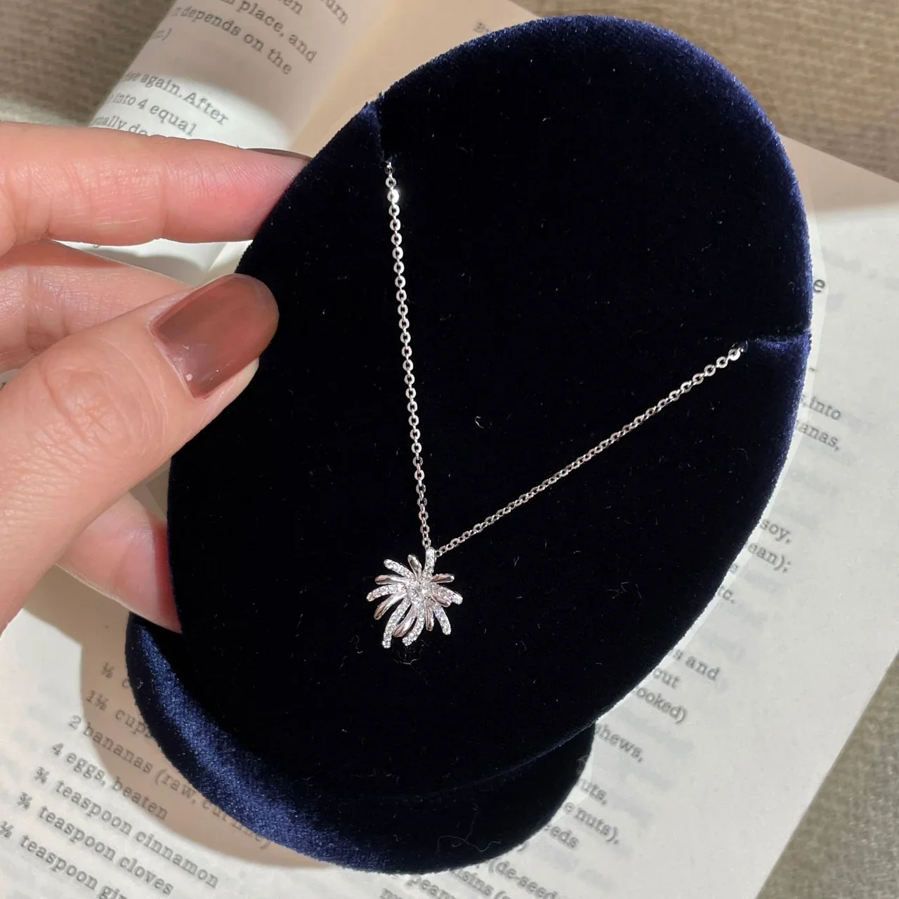 Radiant 925 Sterling Silver Firework Crystal Pendant Necklace