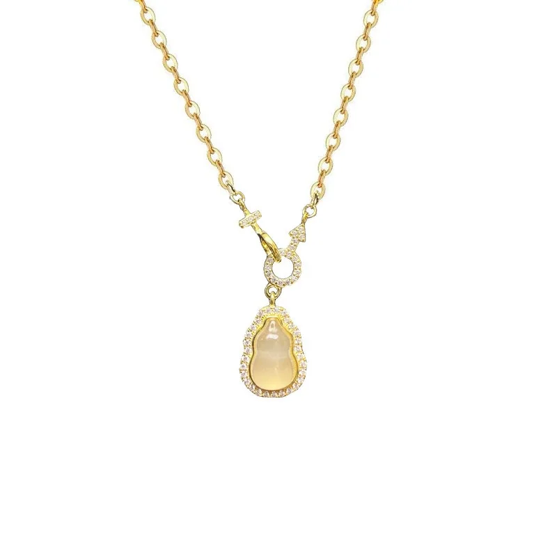 Luminous 925 Sterling Silver Gourd Pendant Key Ring Necklace