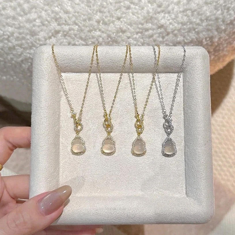 Luminous 925 Sterling Silver Gourd Pendant Key Ring Necklace