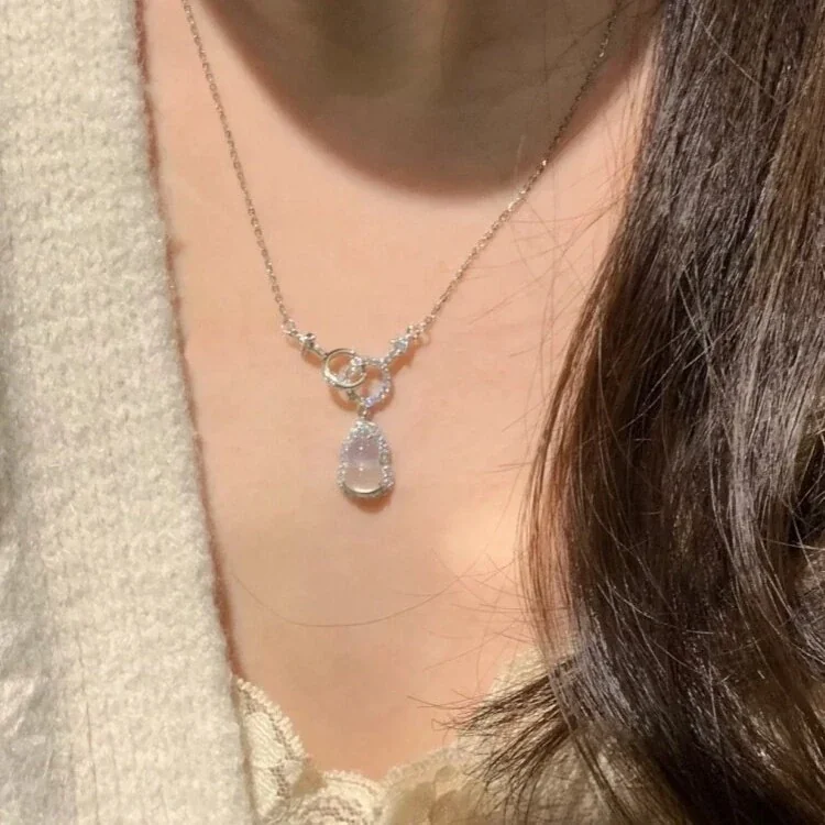 Luminous 925 Sterling Silver Gourd Pendant Key Ring Necklace