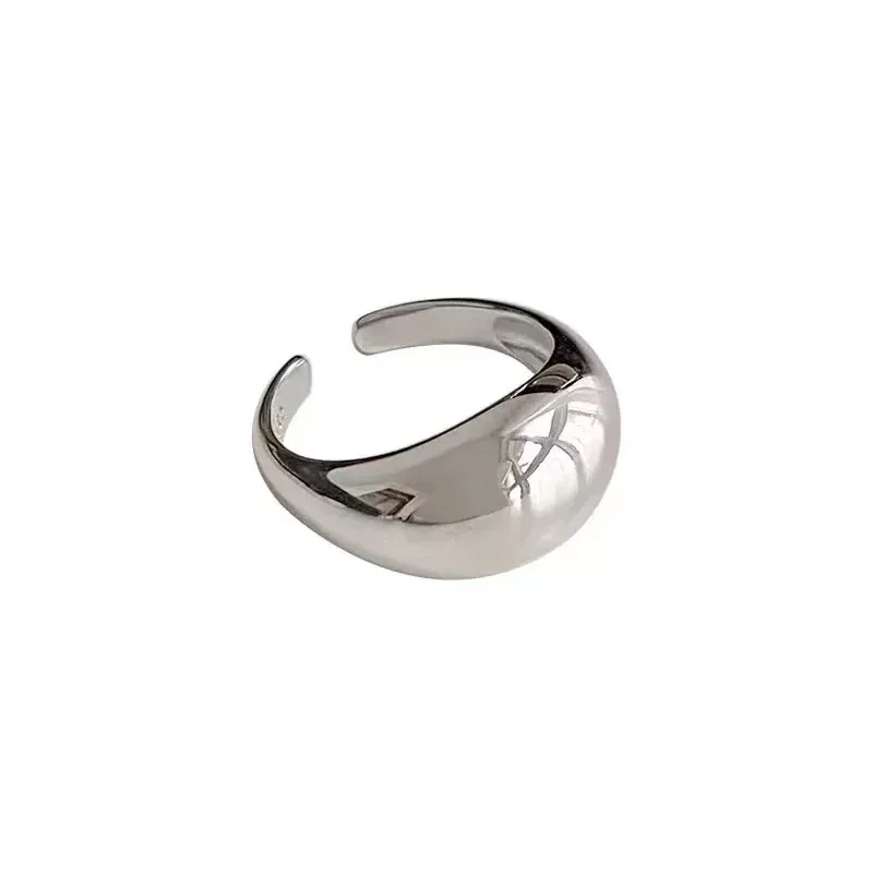 Mirror Dome Wide-Band Open-Front 925 Sterling Silver Ring