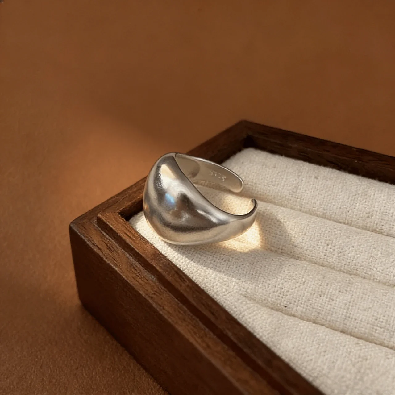 Mirror Dome Wide-Band Open-Front 925 Sterling Silver Ring