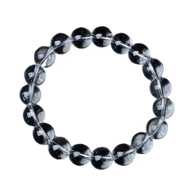 Polished Clear Round-Bead Crystal Stretch Bracelet