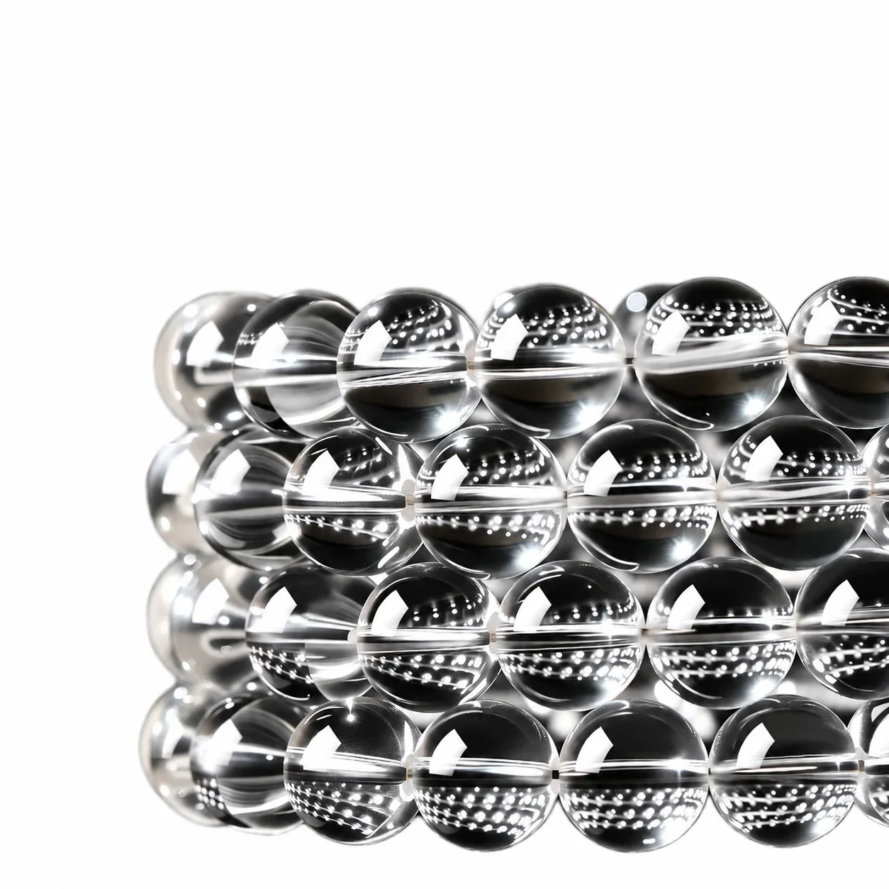 Polished Clear Round-Bead Crystal Stretch Bracelet