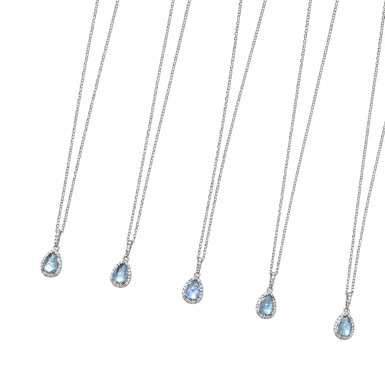 Delicate Silver-Plated Copper Teardrop Halo Pendant Necklace