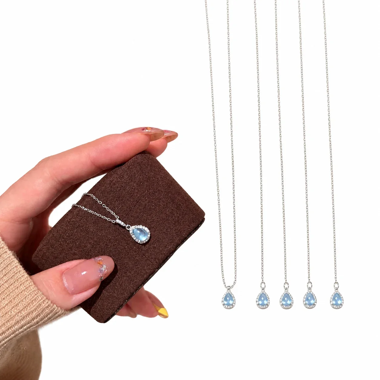 Delicate Silver-Plated Copper Teardrop Halo Pendant Necklace