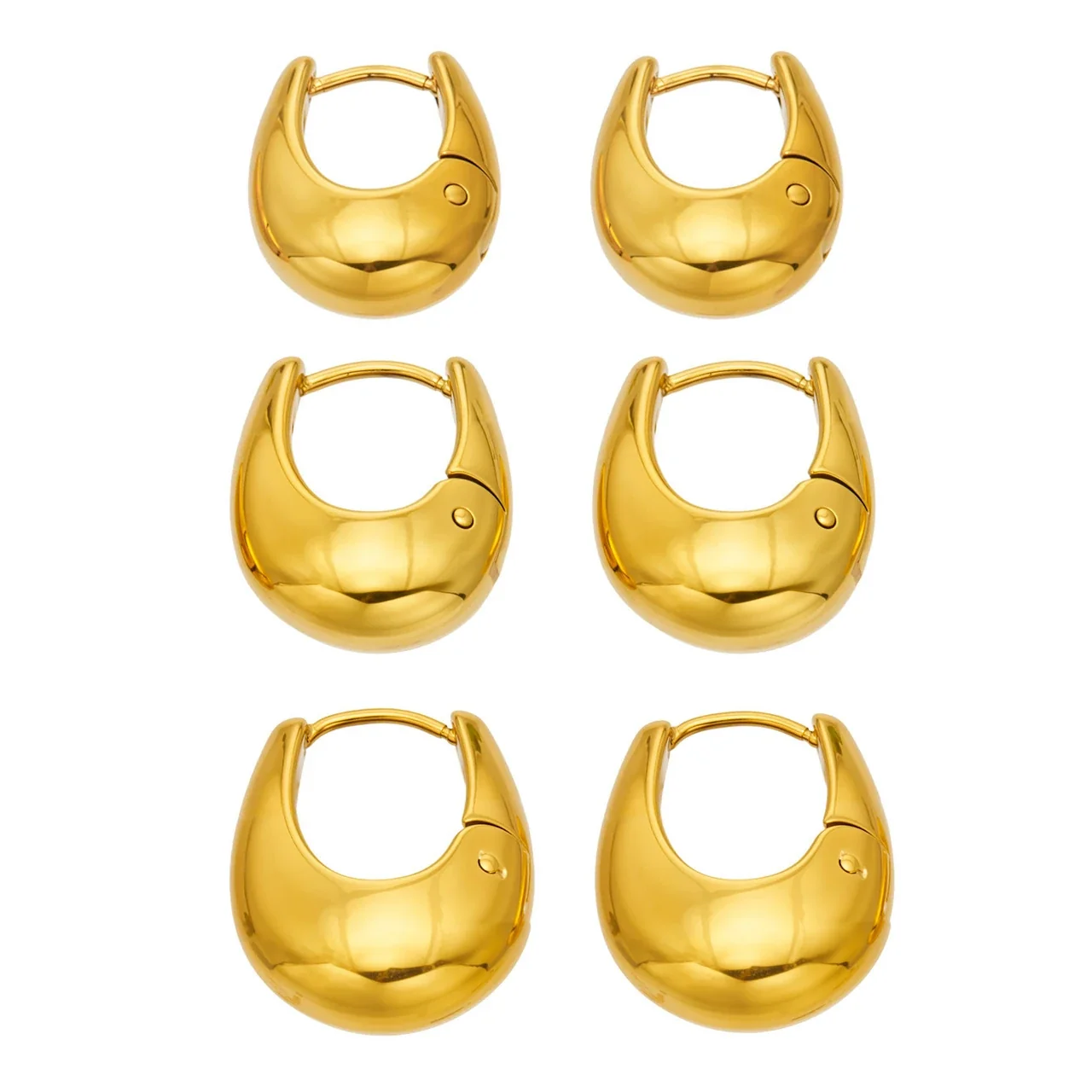 Sculptural Gold PVD U-Shaped Dome Hoop Earrings