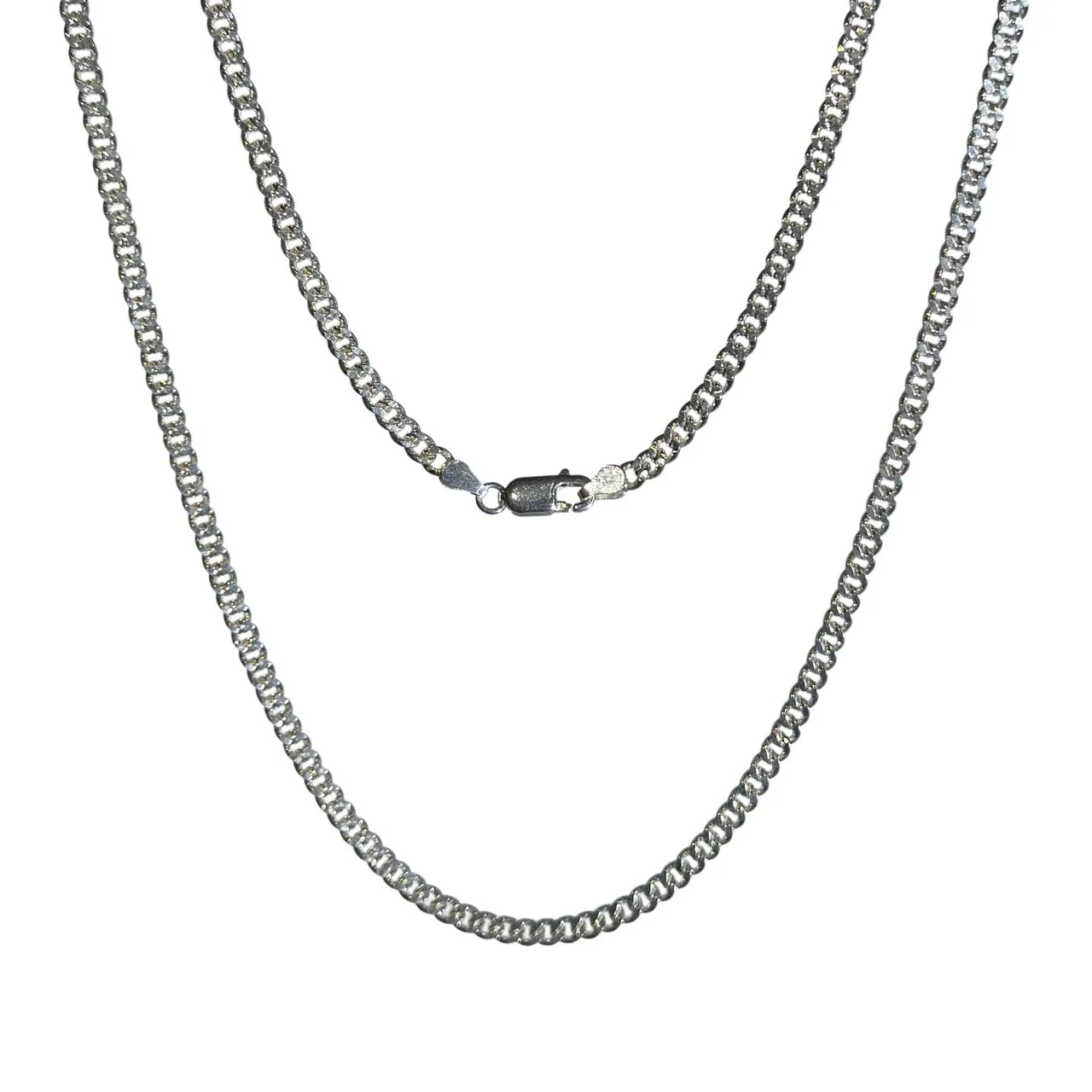 Diamond-Cut Curb Link 925 Sterling Silver Chain Necklace