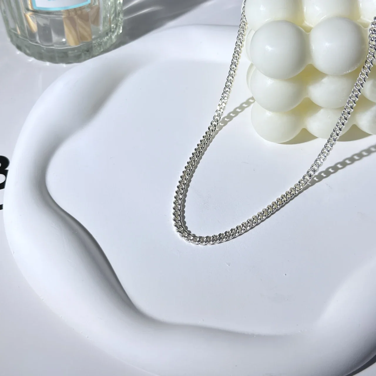 Diamond-Cut Curb Link 925 Sterling Silver Chain Necklace