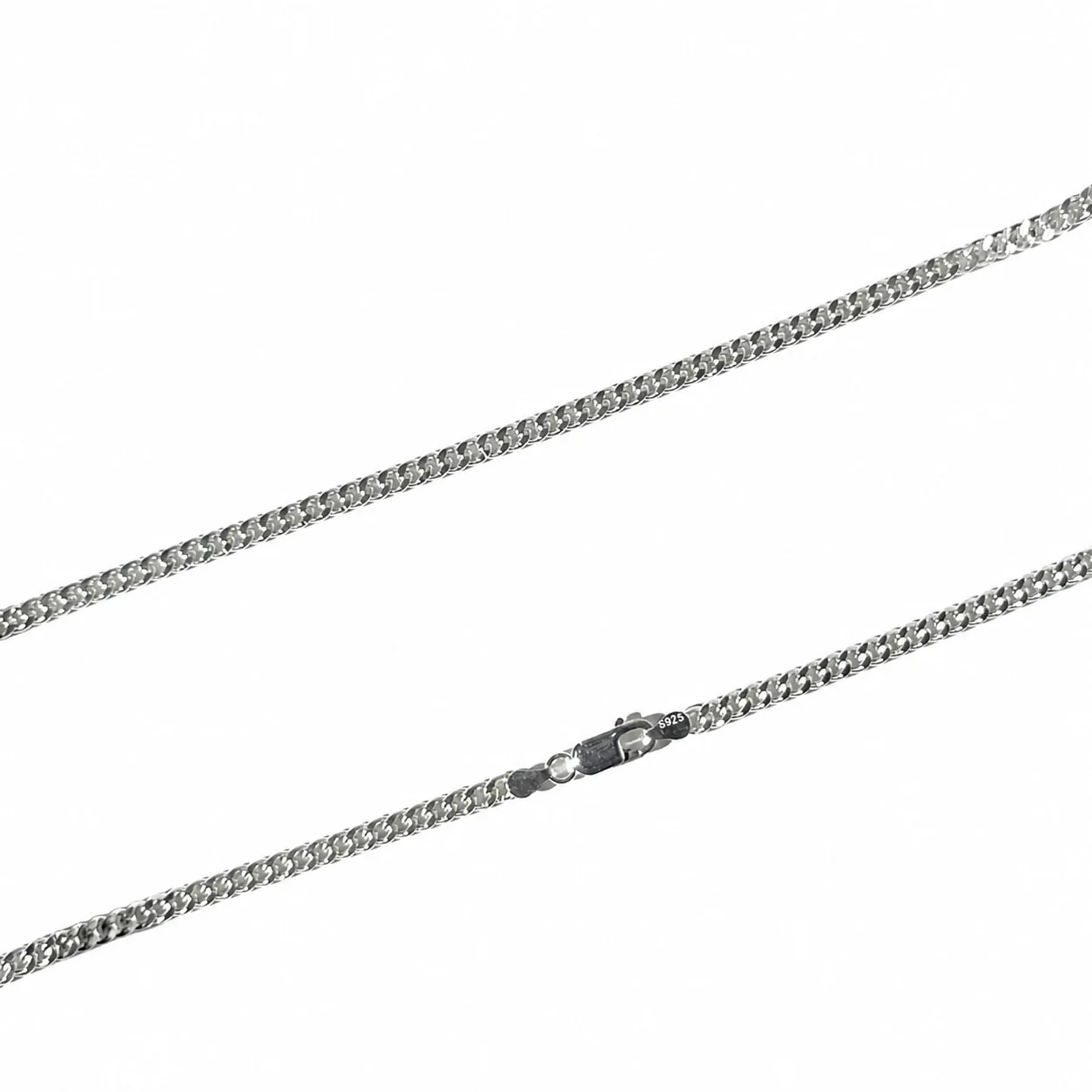 Diamond-Cut Curb Link 925 Sterling Silver Chain Necklace