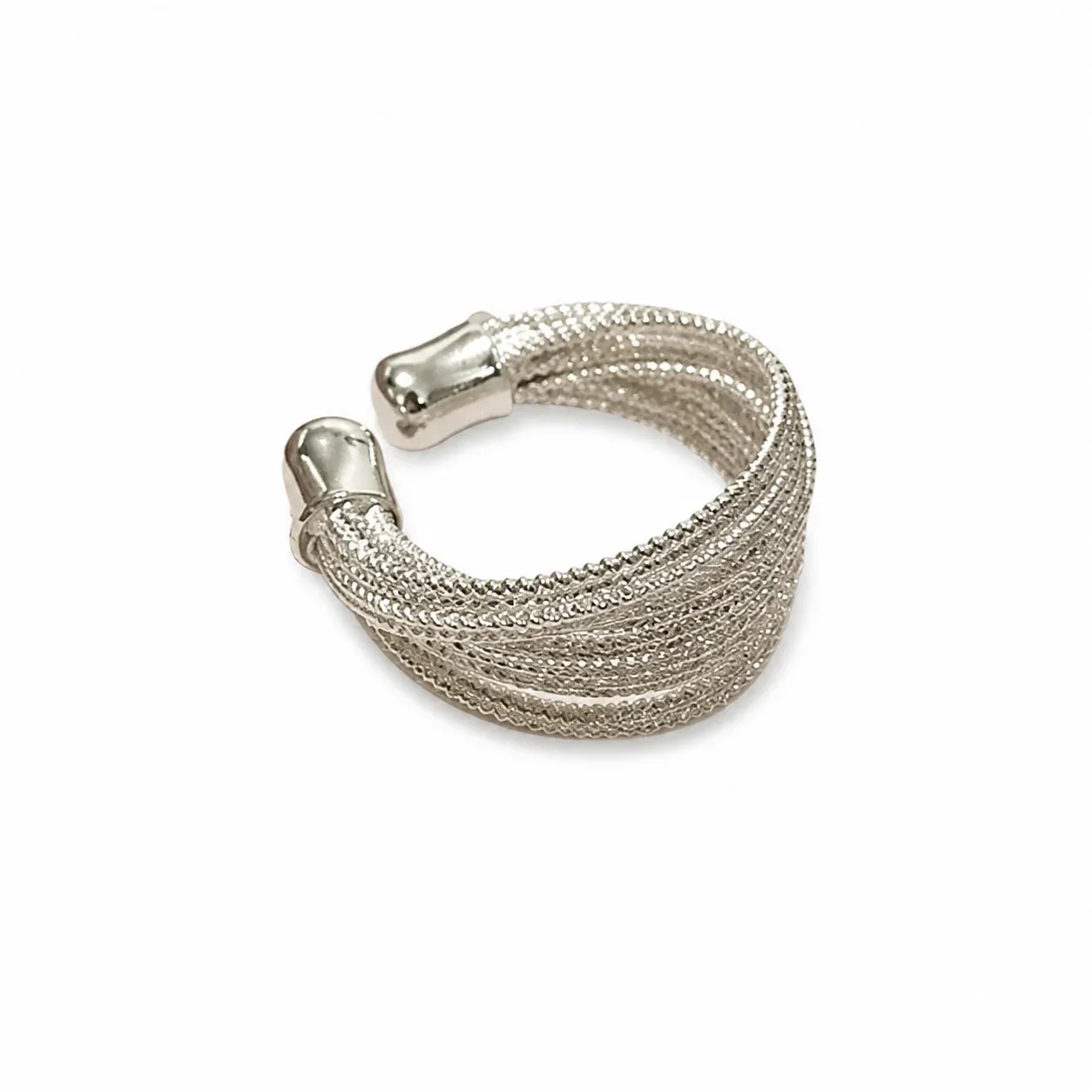 Sculptural Copper Multi-Line Ribbed Open-Front Ring