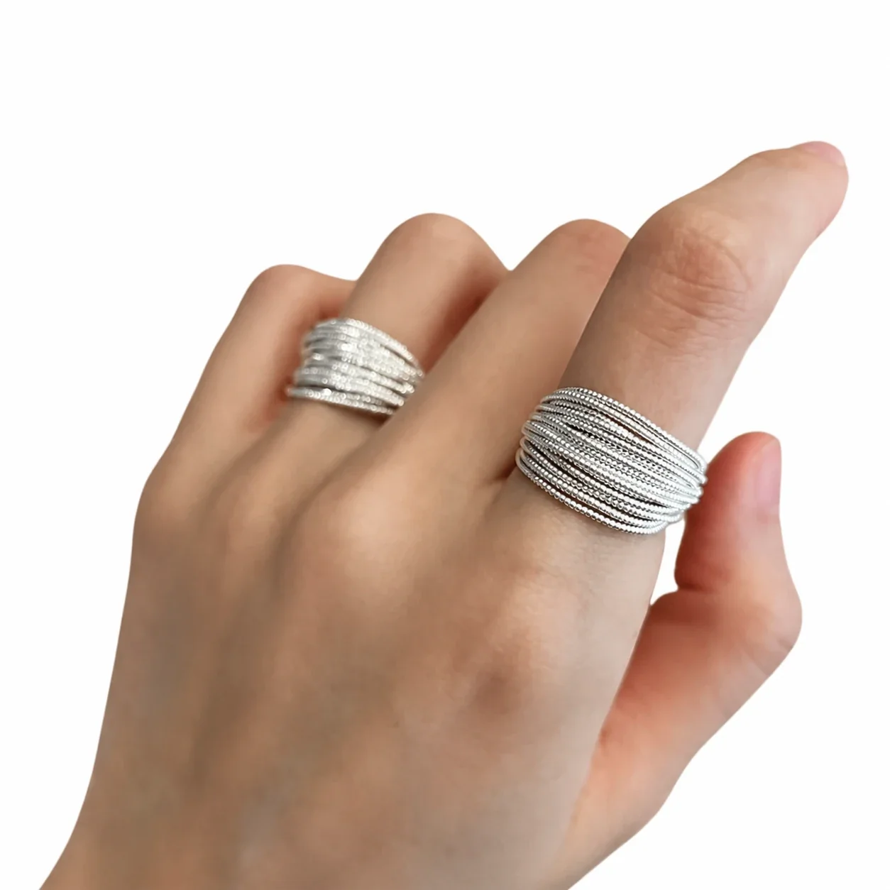 Sculptural Copper Multi-Line Ribbed Open-Front Ring