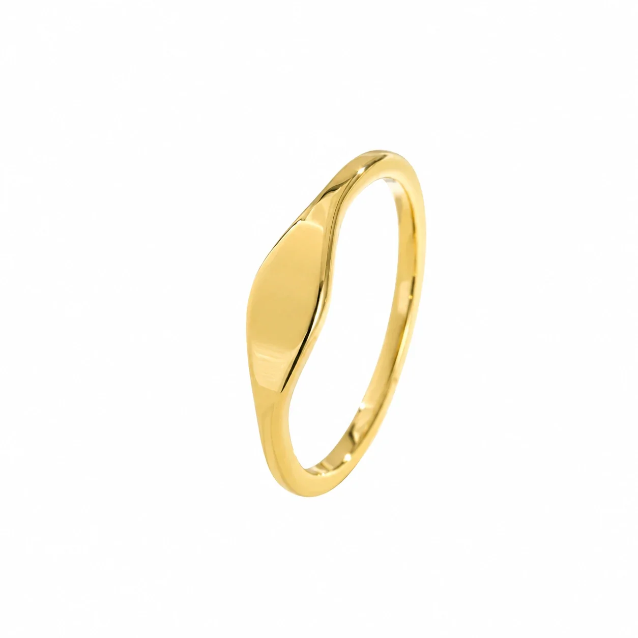 Sleek Gold-Plated Stainless Steel Tapered Oval Face Signet Ring