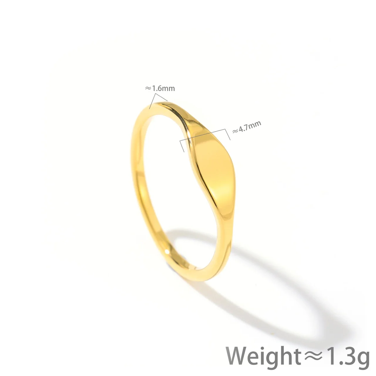 Sleek Gold-Plated Stainless Steel Tapered Oval Face Signet Ring