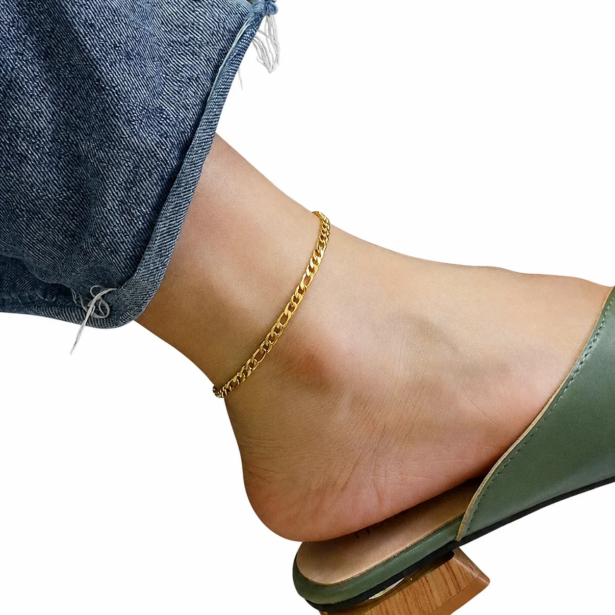 Polished Figaro Link Lobster Clasp Stainless Steel Anklet