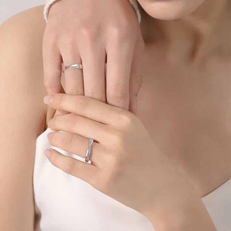 Interlaced Channel-Set Clear Stone 925 Sterling Silver Ring
