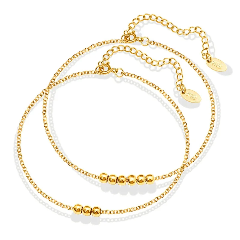 Delicate Bead Cluster Stainless Steel Chain Anklet