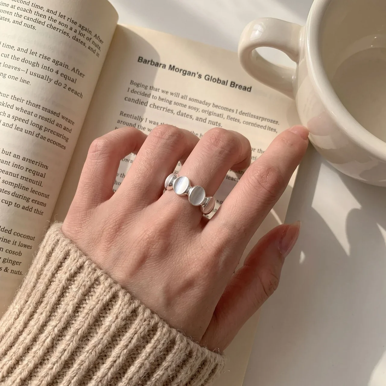 Artful Brushed Oval Disc 925 Sterling Silver Open Ring