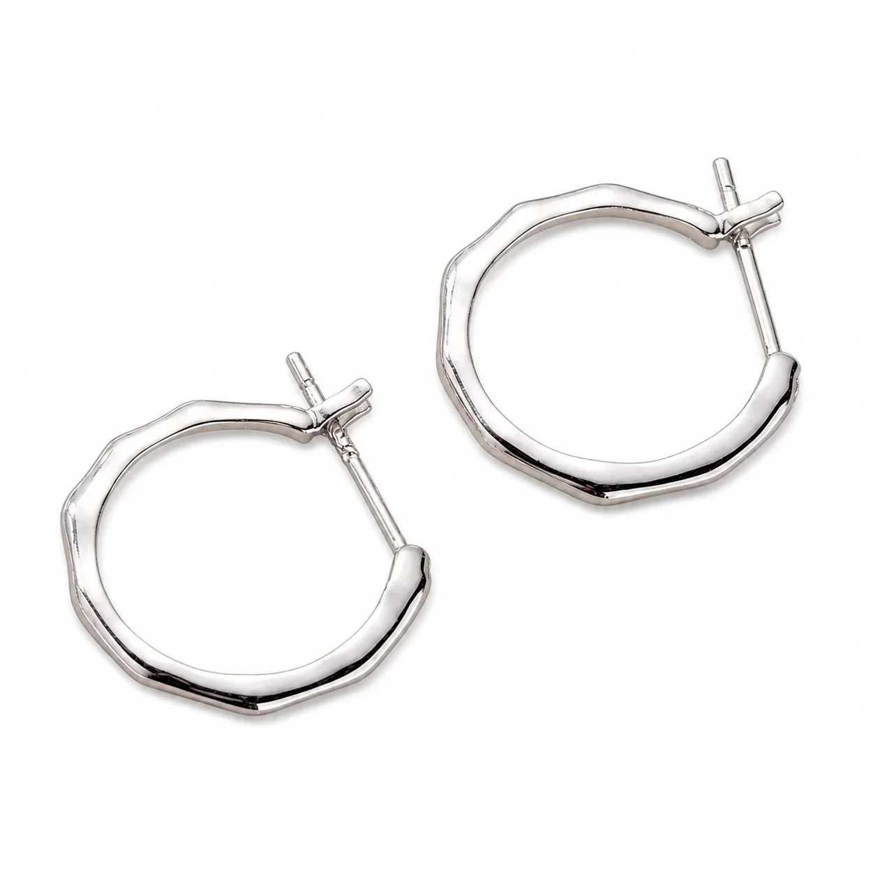 Irregular Polished 925 Sterling Silver Wavy Hoop Earrings