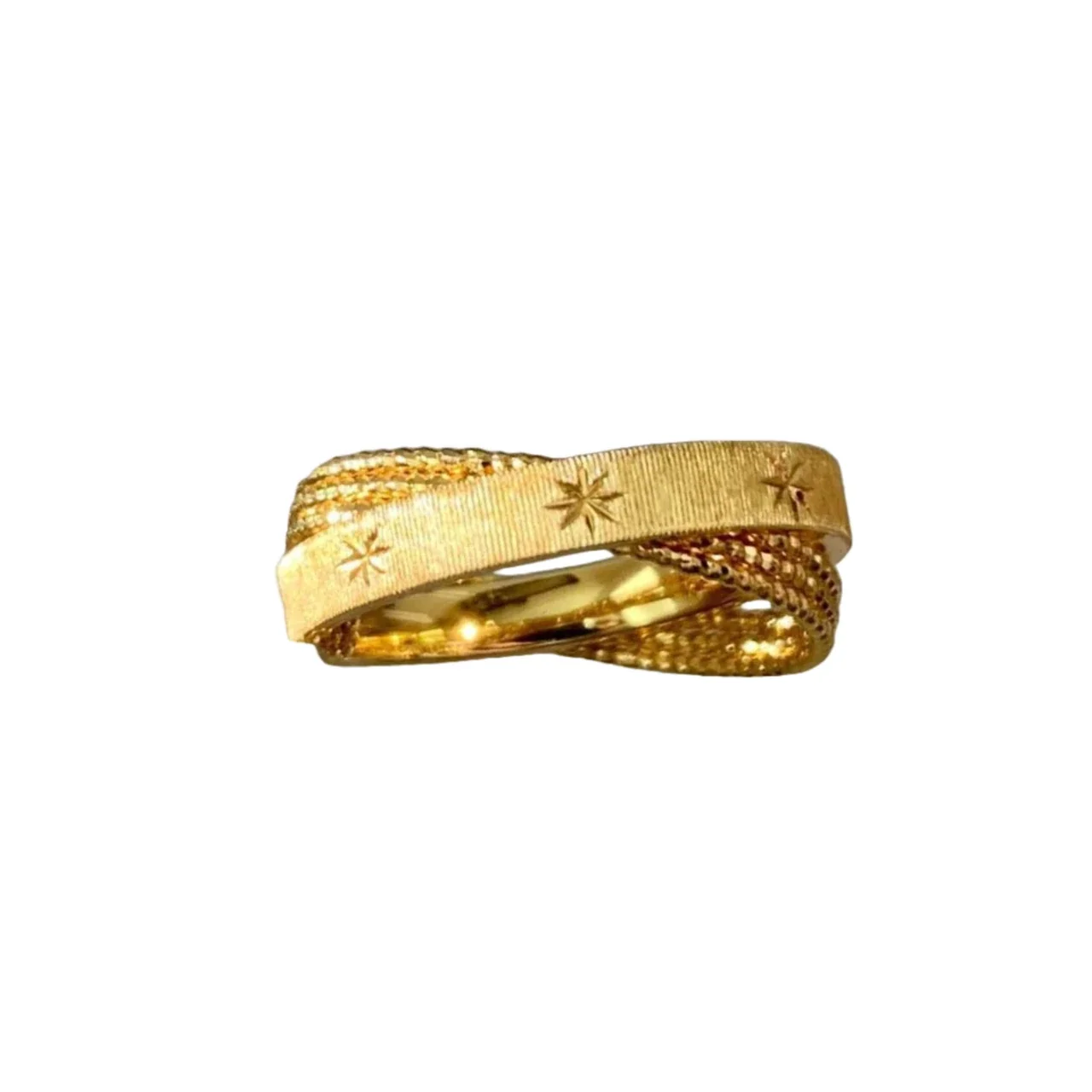 Brushed Starburst Beaded 925 Sterling Silver Ring
