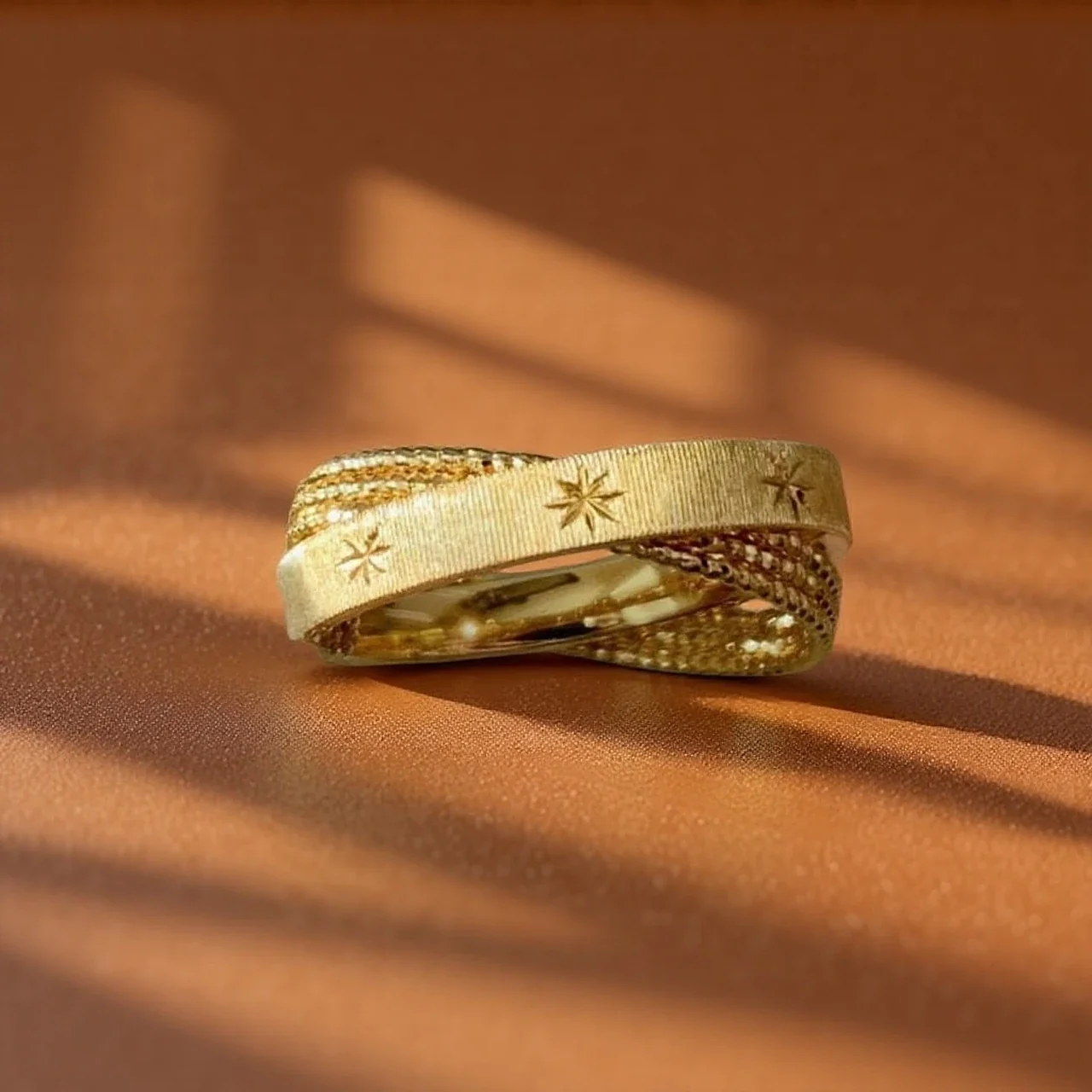 Brushed Starburst Beaded 925 Sterling Silver Ring