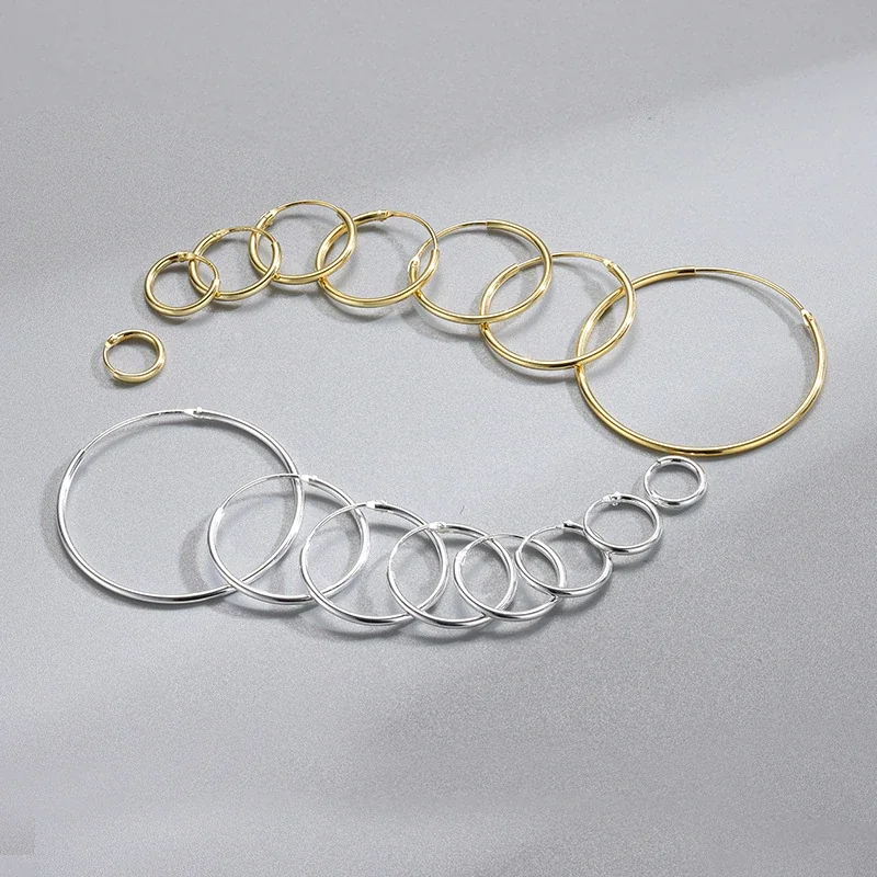 Minimal 925 Sterling Silver Thin Tubular Hinged Hoop Earrings