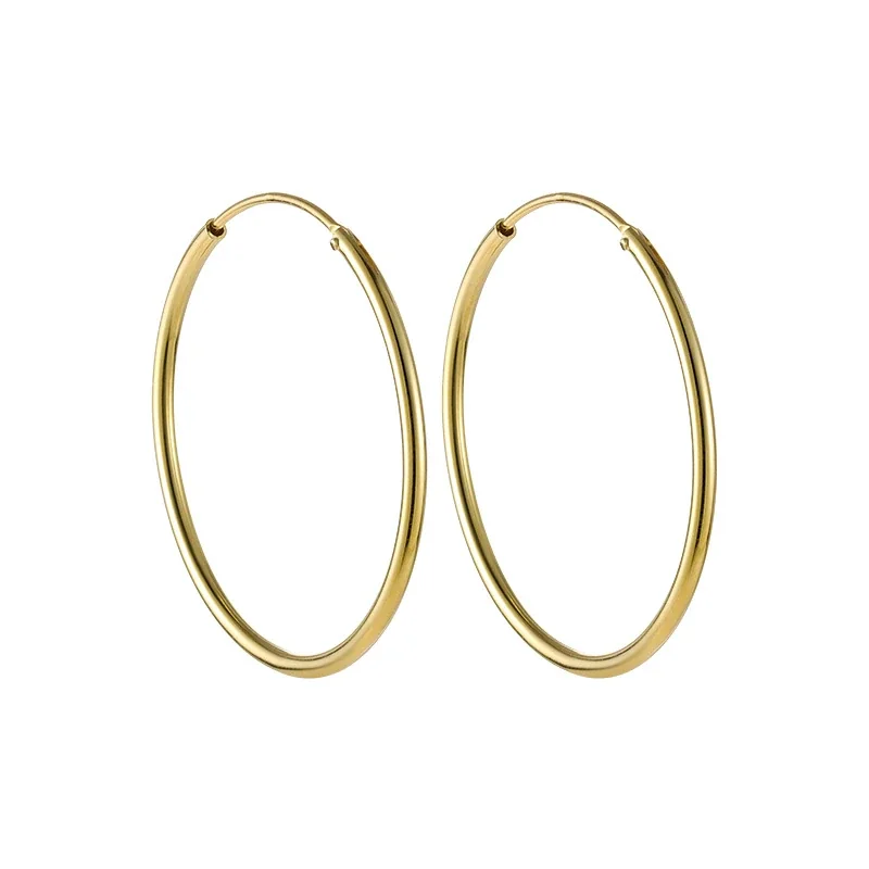 Minimal 925 Sterling Silver Thin Tubular Hinged Hoop Earrings - Gold