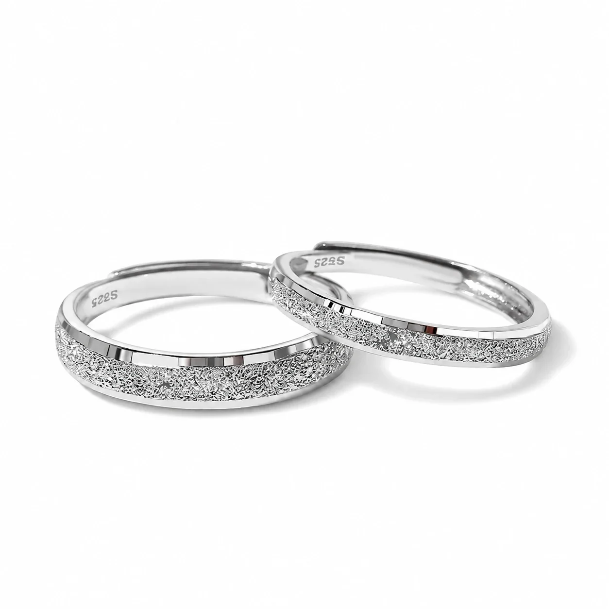 Starlight Sand 925 Sterling Silver Open Band Rings