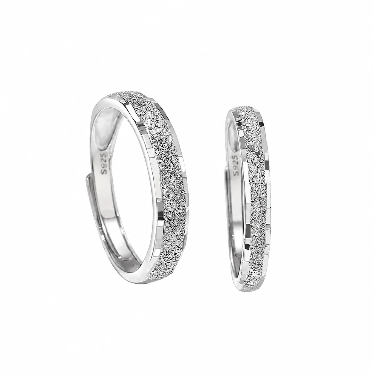 Starlight Sand 925 Sterling Silver Open Band Rings