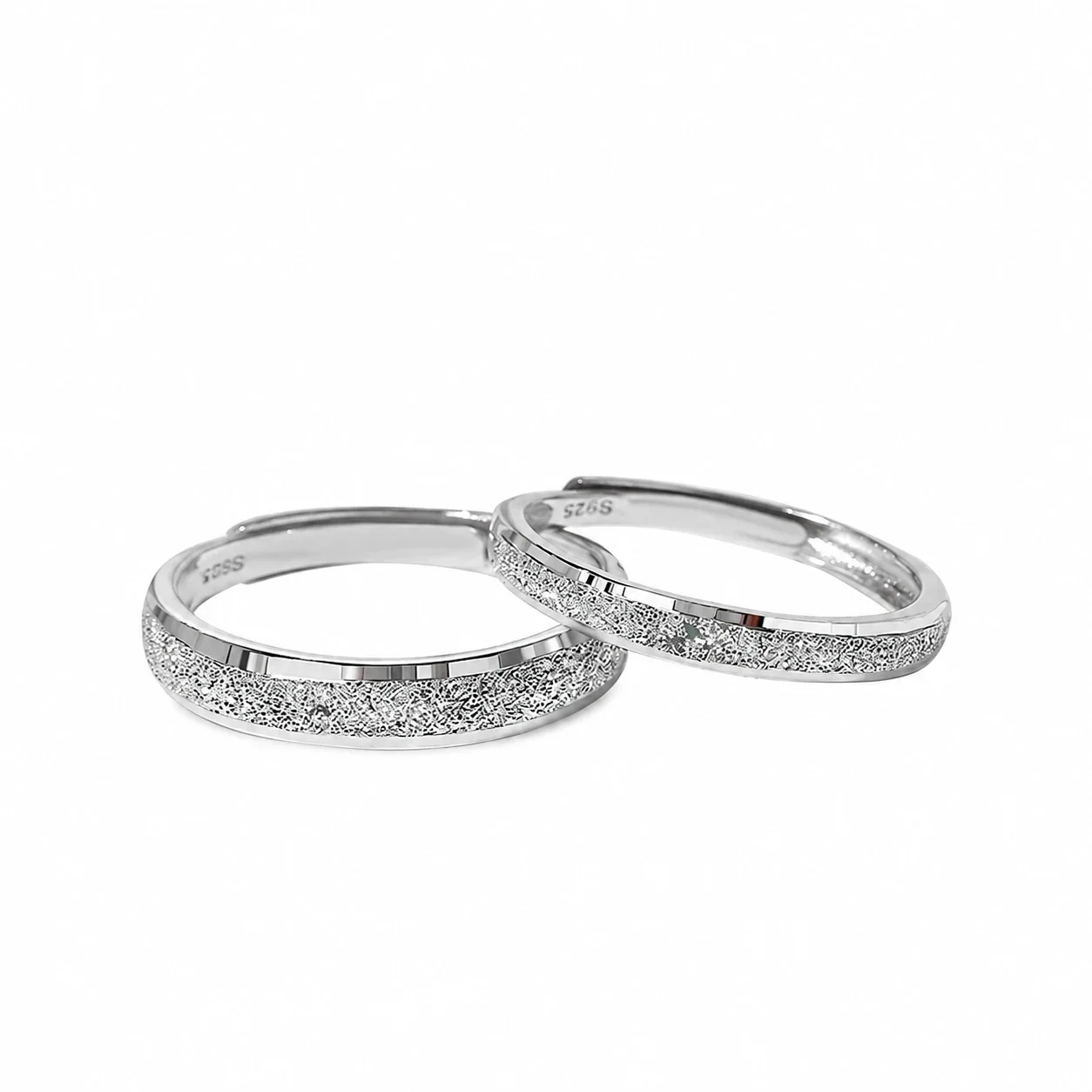 Starlight Sand 925 Sterling Silver Open Band Rings