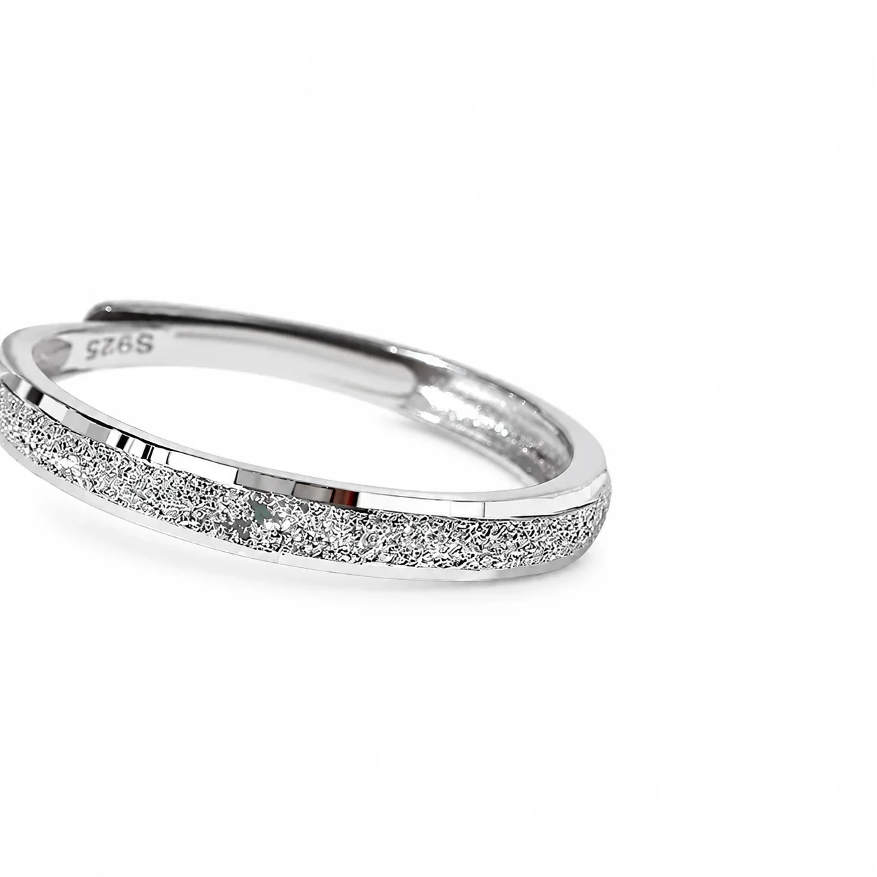 Starlight Sand 925 Sterling Silver Open Band Rings - Silver Women's Starlight Sand