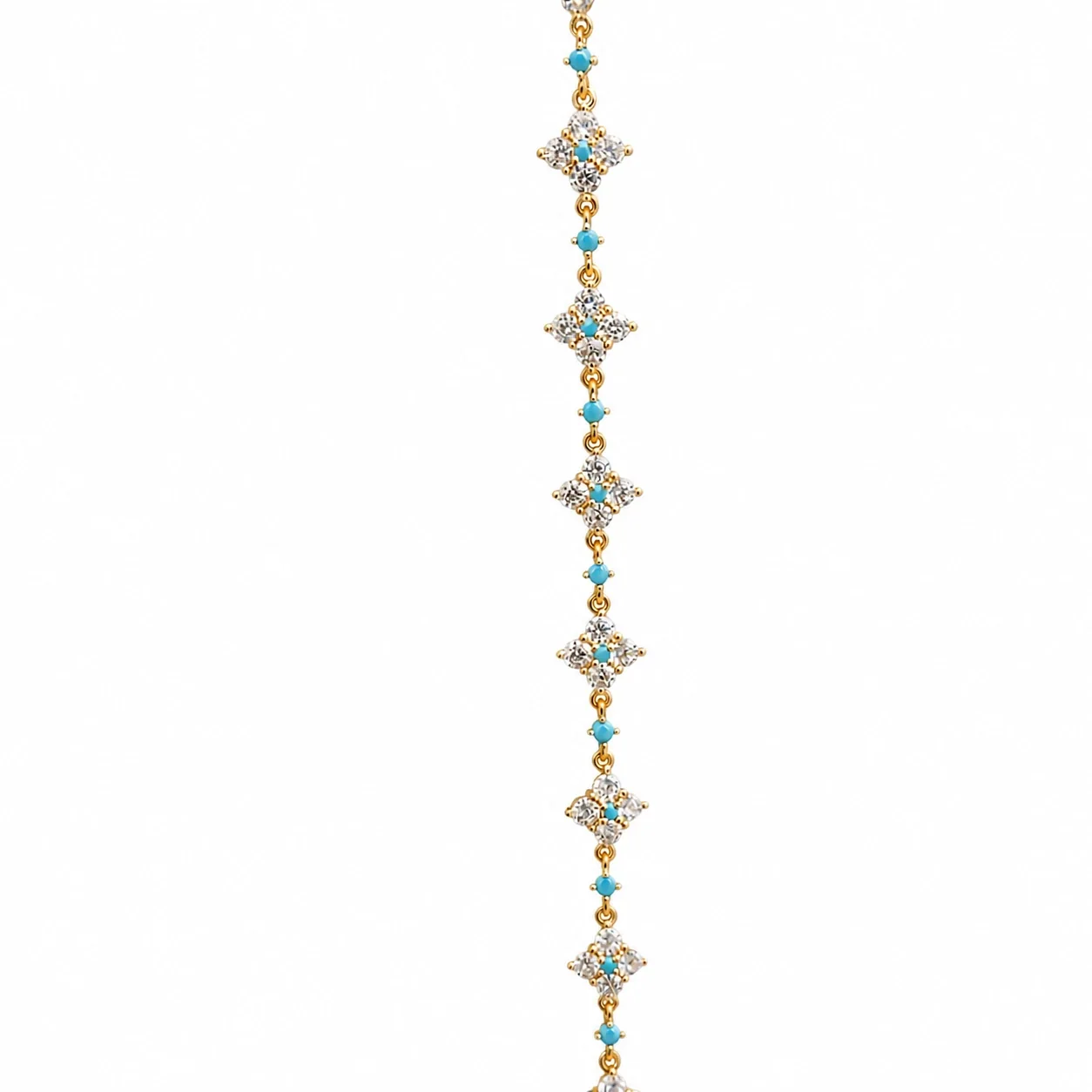 Delicate Gold-Plated Clover Stone Crystal Copper Bracelet