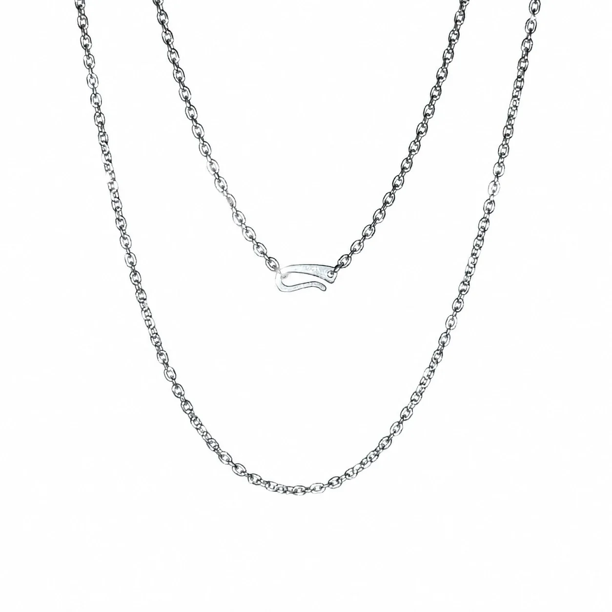 Polished 925 Sterling Silver Oval Cross-Link Chain Necklace