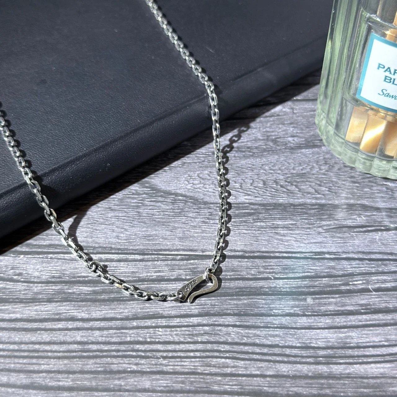 Polished 925 Sterling Silver Oval Cross-Link Chain Necklace