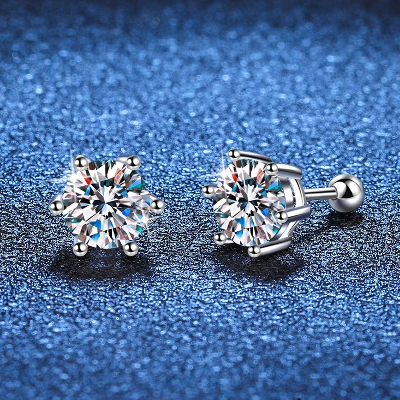 Radiant Six-Prong Moissanite 925 Sterling Silver Stud Earrings