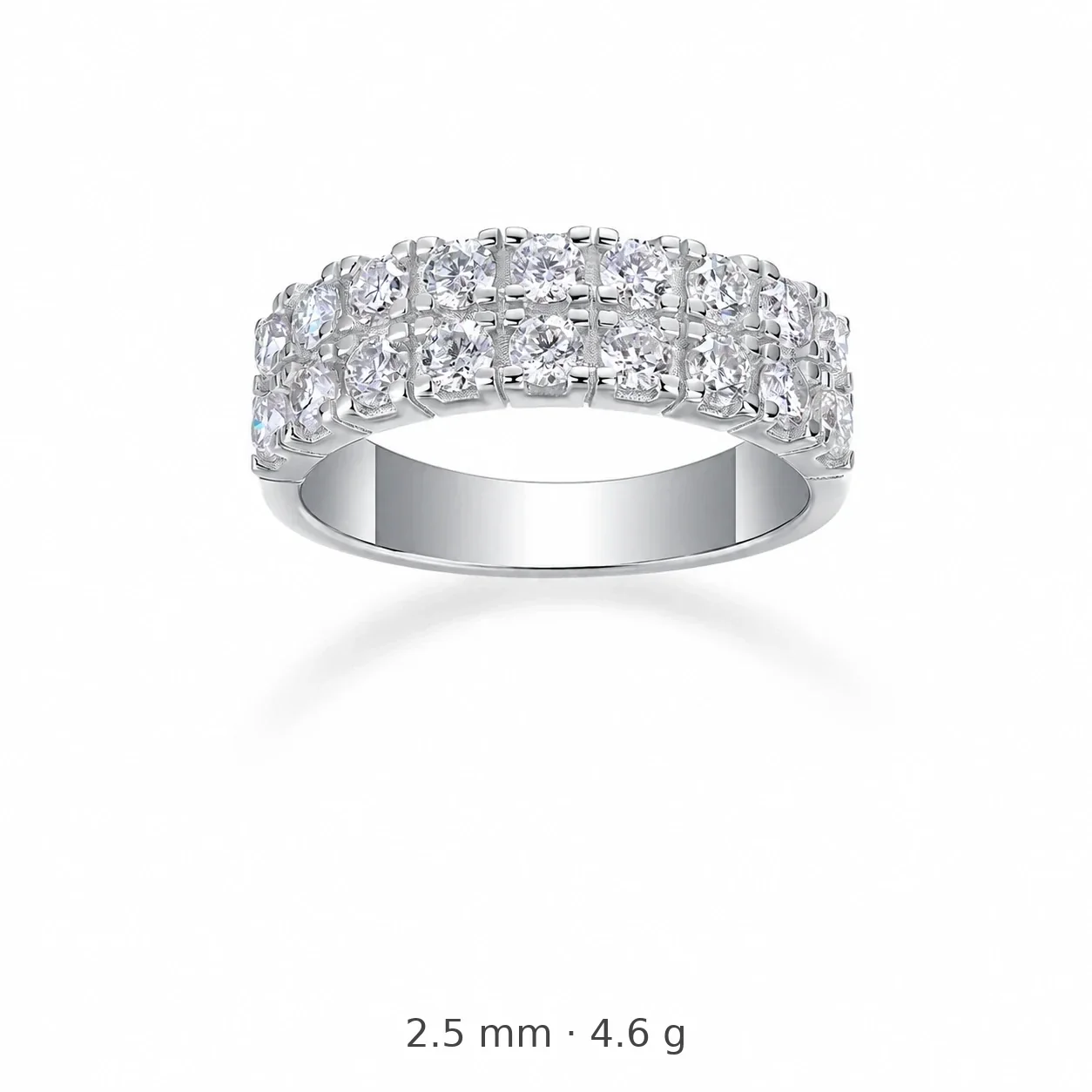 Radiant Triple-Row Round Moissanite 925 Sterling Silver Ring - Silver