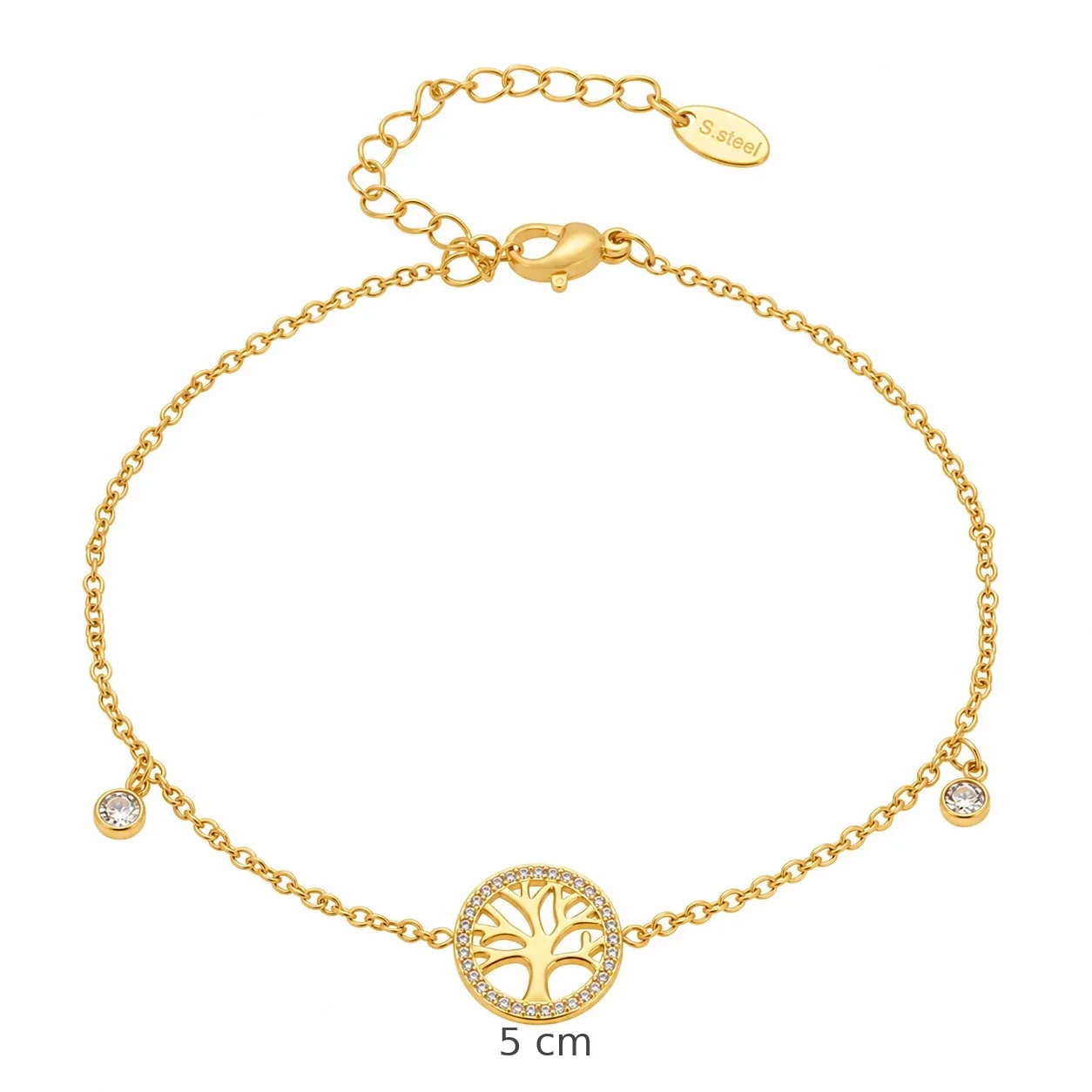 Dainty 18K Gold-Plated Tree of Life Charm Anklet - Gold Tree of Life