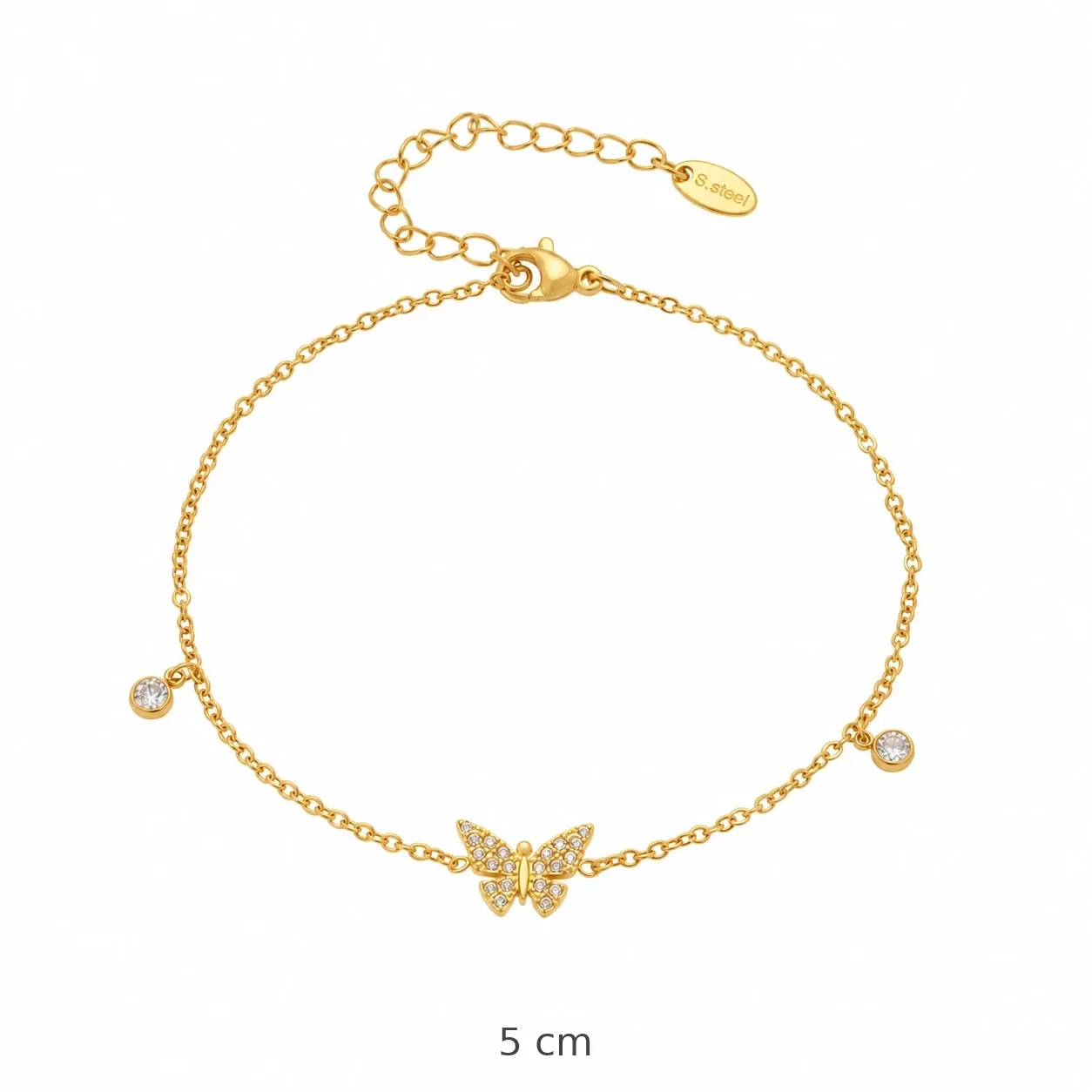 Dainty 18K Gold-Plated Tree of Life Charm Anklet - Gold Butterfly