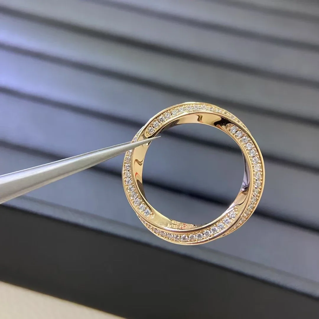 Faceted 925 Sterling Silver Octagonal Geometric Band Ring - Rose Gold Twisted Rope Full Stone