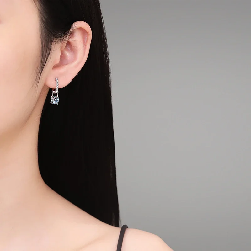 Convertible Round-Cut 925 Sterling Silver Pavé Huggie Drop Earrings