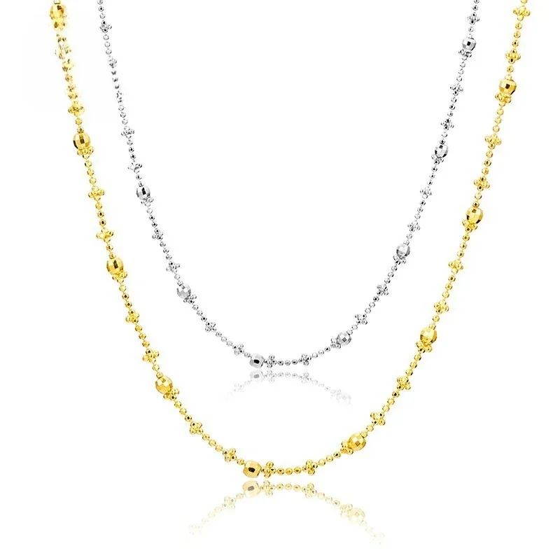 Delicate 925 Sterling Silver Bead and Faceted Barrel Necklace