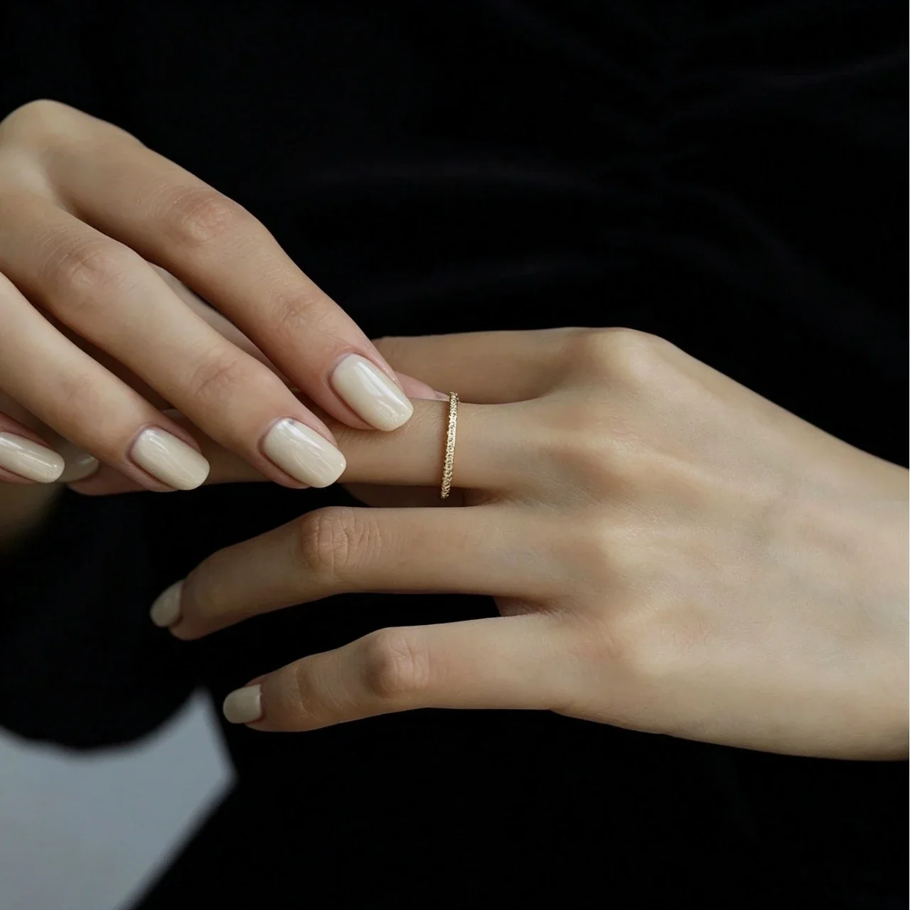 Delicate 925 Sterling Silver Pavé Round CZ Slim Ring