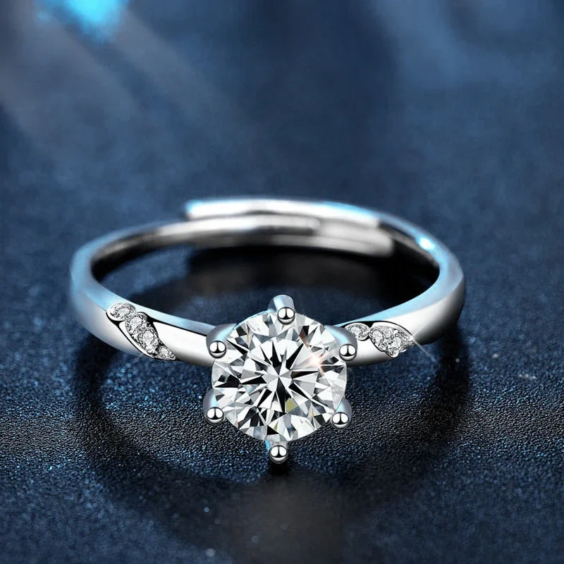 Geometric Prong-Set 925 Sterling Silver Open Rings