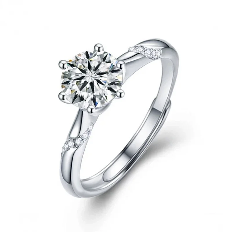 Geometric Prong-Set 925 Sterling Silver Open Rings