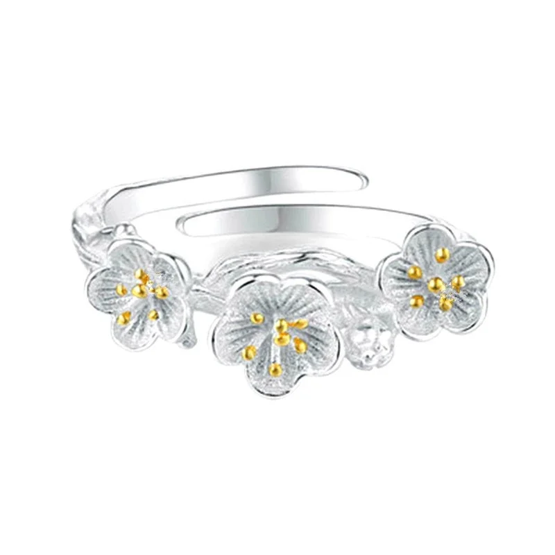 Delicate Silver-Plated Petal Trio Open Copper Ring